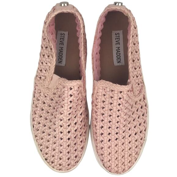 Steve Madden Adly Slip On Shoes Sneakers Woven Leather Blush Pink Size 6 - Picture 2 of 11